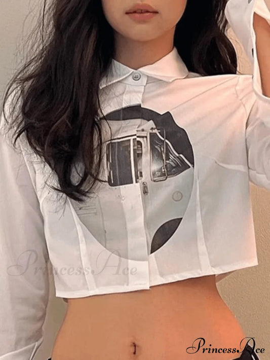 Button Front Graceful Crop Cami Top White / S Tops&Tees