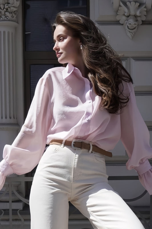Chic Ruffled Sleeve Loose Blouse