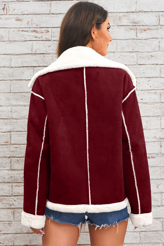 Collared Plush Warm Casual Winter Outerwear