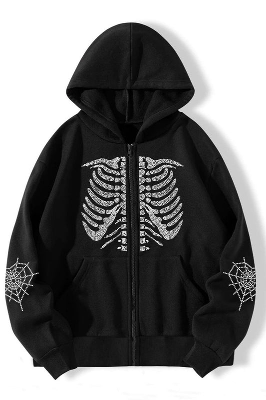 Skeleton Graphic Zip Hoodie