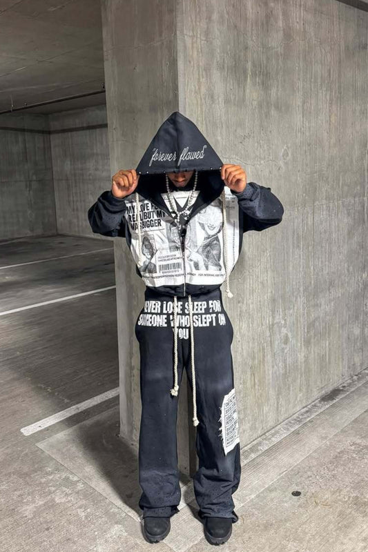 Color Block Rhinestone Street Hoodie