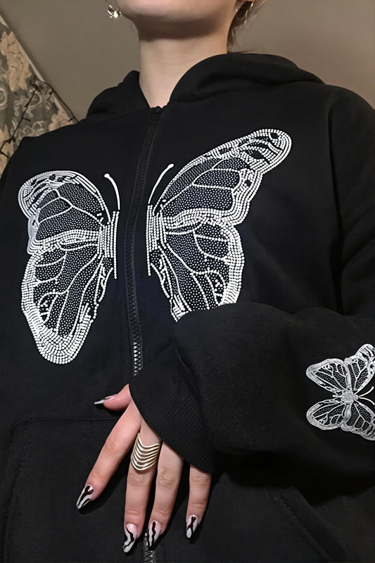 Butterfly Graphic Zip Hoodie