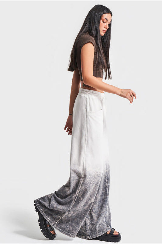 Weite Jeans mit hohem Bund und Farbverlauf und Kordelzug