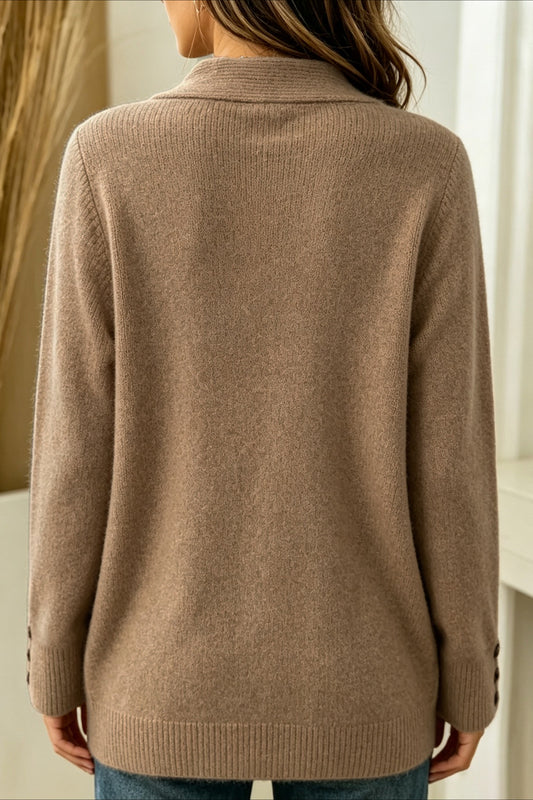 Shawl Collar V Neck Knit Sweater