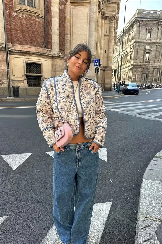 Floral Reversible Thick Padded Coat