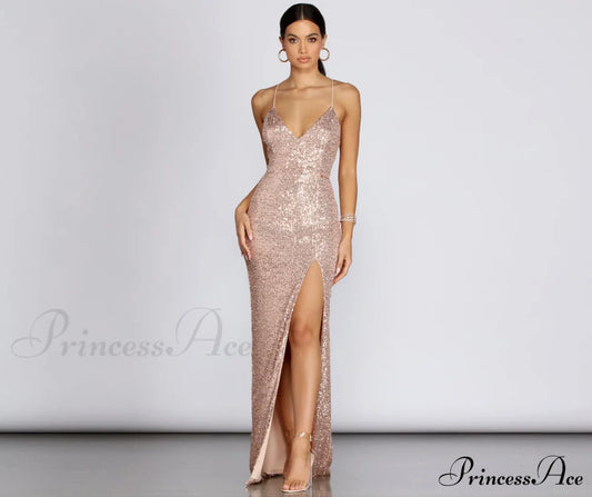 Cara Formal Sequin And Pearl Dress - Lady Occasions