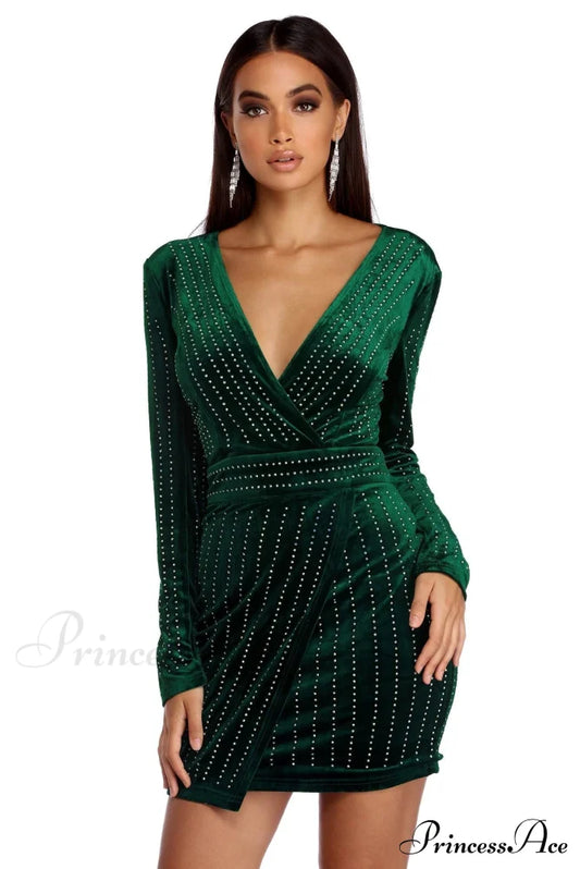 Cassie Velvet Wrap Dress - Lady Occasions