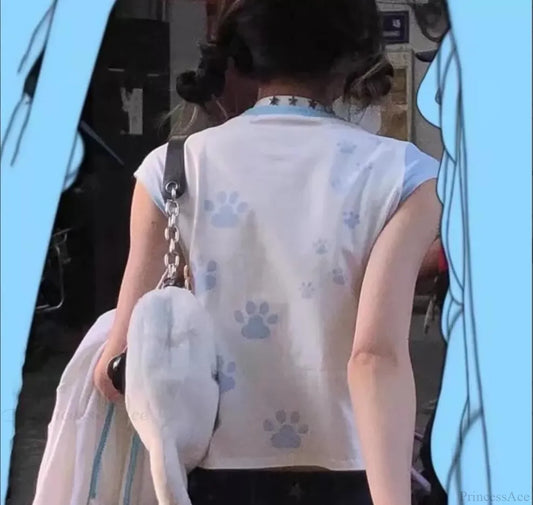 Cat Print Fairycore Baby Tee T-shirt t-shirt-250223