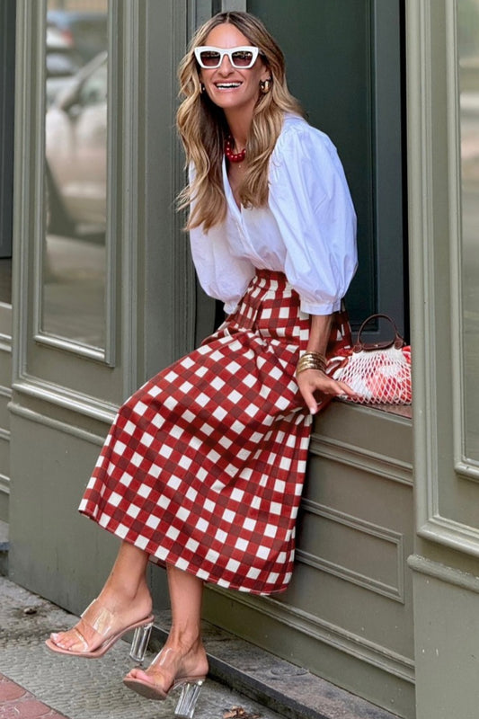 Casual Plaid High Waist Skirt