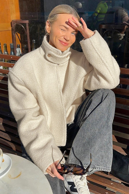 Manteau décontracté à col montant en sherpa