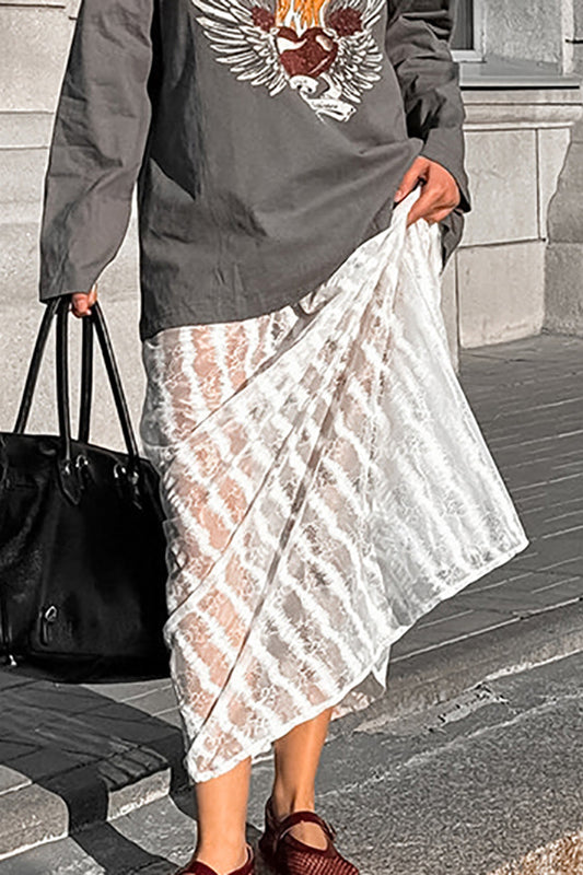 Vintage Lace Hollow Midi Skirt