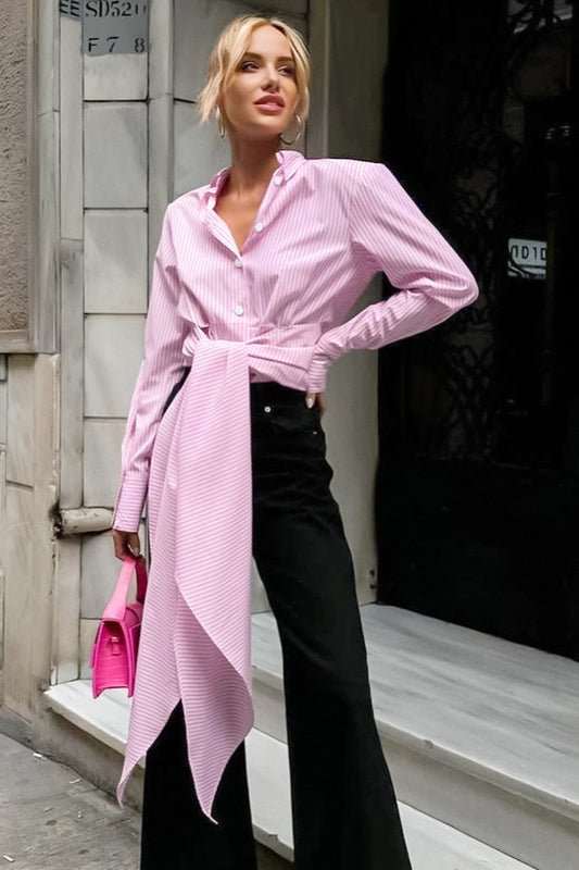 Chemisier rayé à taille nouée