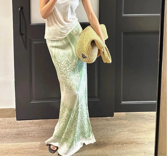 Chinese Style Floral High Waist A-Line Skirt skirt-250126