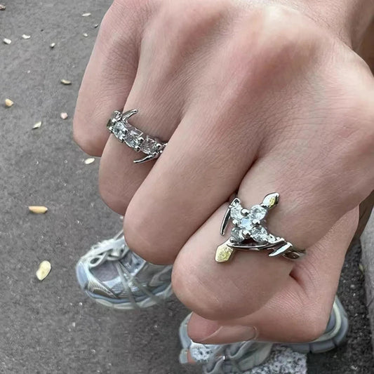 Clear Cross Rebel Gothic Ring