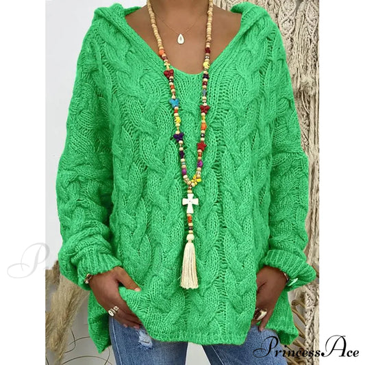 Women's Sweater Oversized Pullover Jumper Knitted Solid Color Green __stock:200 clothes refund_fee:1200 tops