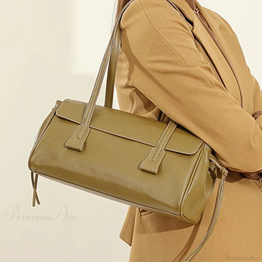 Cow Genuine Leather Luxury Satchel Shoulder Bag Green shoulder-250126