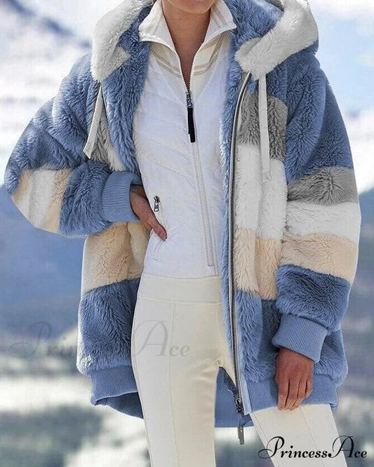 Plush warm hooded coat Blue 2023 F/W 23BF clothes Jackets & Coats Tops/Blouses