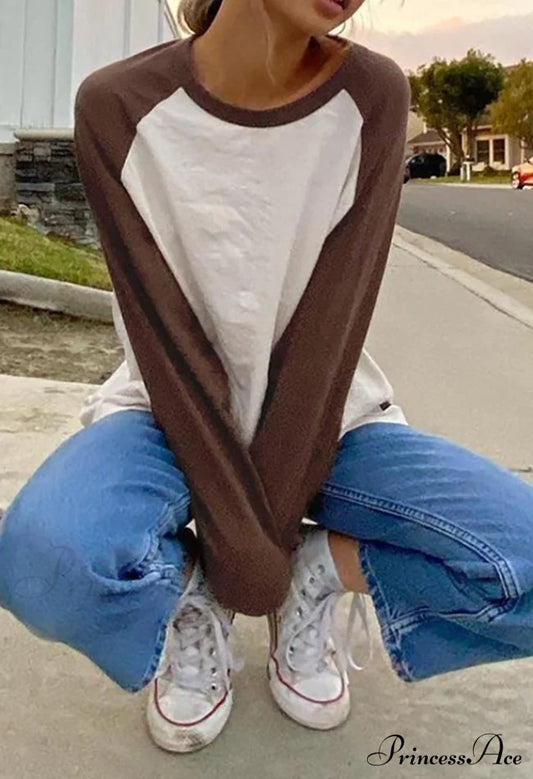 Crew Neck Pullover Trendy Striped Knit Sweater Brown / S Tops&Tees