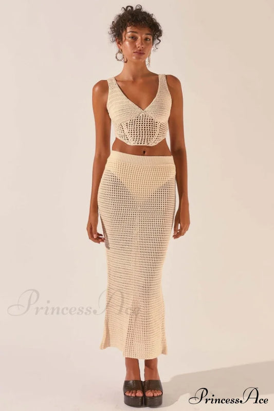 Crochet Midi Top + Skirt Set | Dress In Beauty