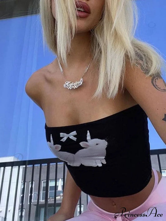 Cute Bow Tie Embellished Ribbed Trim Sophisticated Sleeveless Crop Top - Hot Pink Bandeau Tops