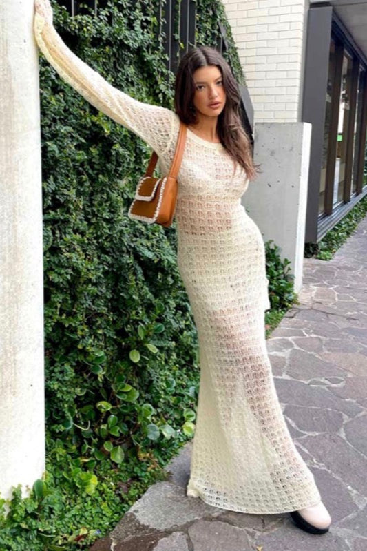 Backless Knit Beach Cover Boho Dress