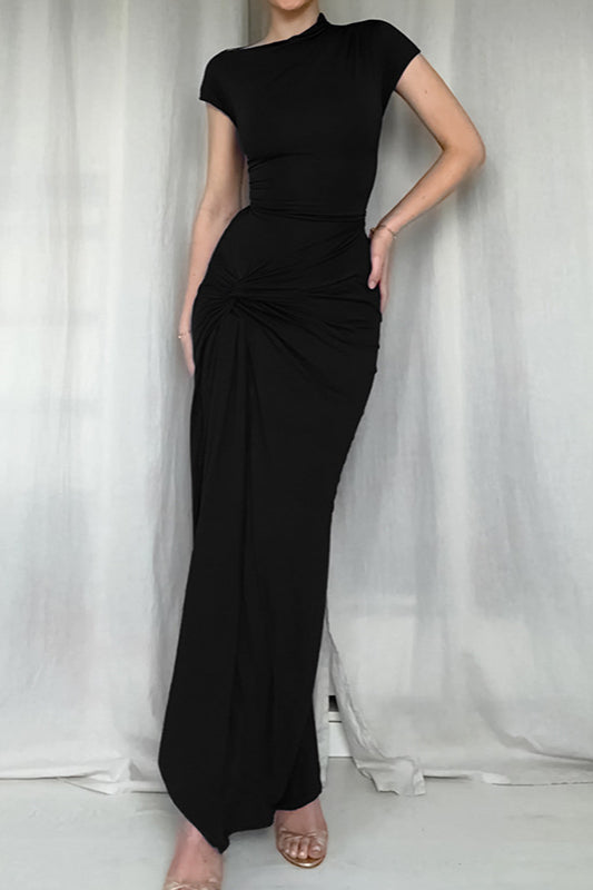 Figurbetontes Maxikleid mit verdrehter Vorderseite