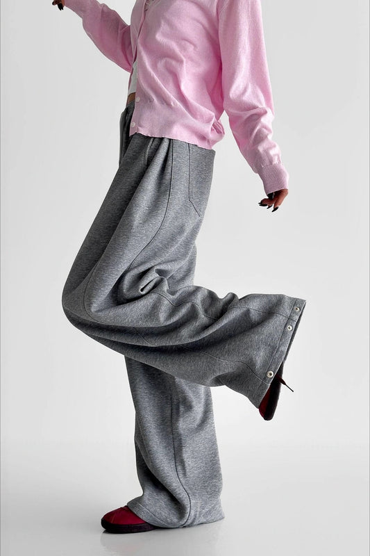 Elastic High-Waist Drawstring Wide Pants