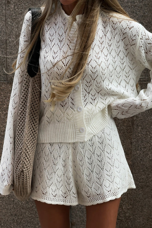 Hollow Knit Crochet Loose Two Piece Set