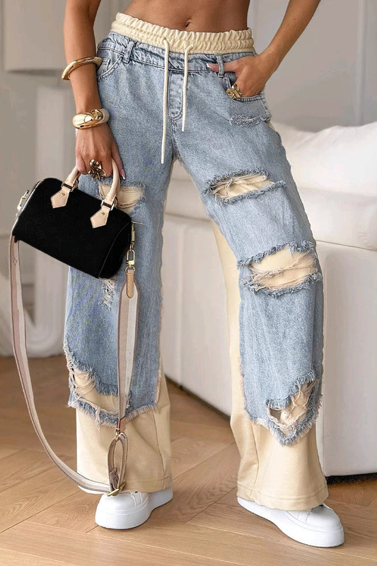 Patchwork-Jeans im Used-Look