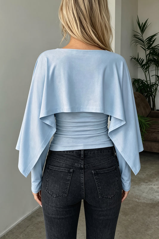 Cape Overlay Layered Look Blouse