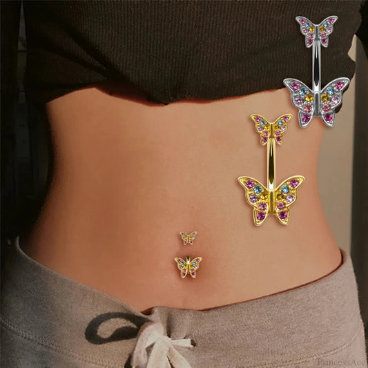 Dark Butterfly Pendant Belly Ring