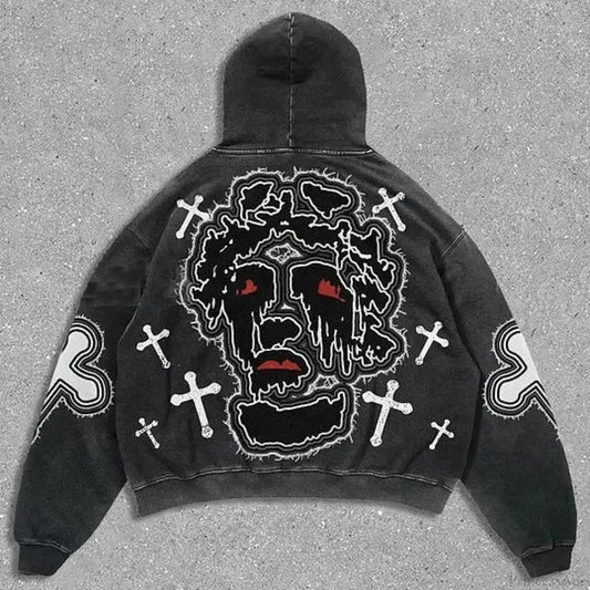 Dark Cross Graphic Pullover Hoodie