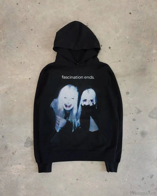 Dark Dirty Pictorial Print Hoodie black1 / M