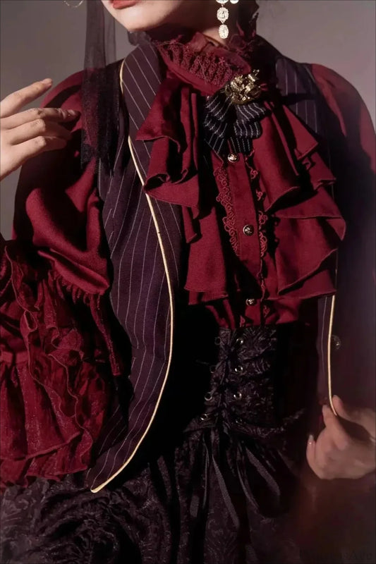 Dark Frill Batwing Sleeve Top