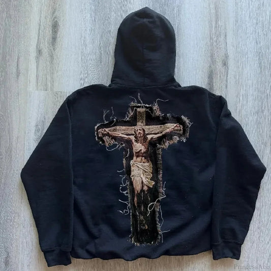 Dark Hip Hop Graphic Print Hoodie black1 / S