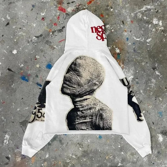 Dark Mummy Visual Pullover Hoodie white / S