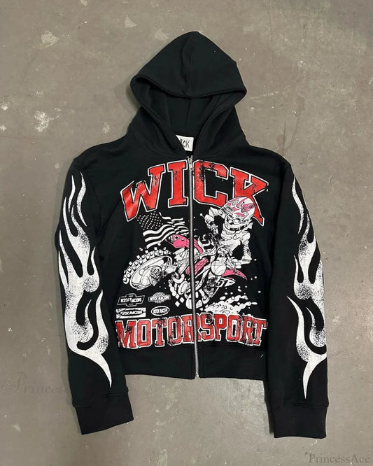 Dark Printed Design Pullover Hoodie black1 / M