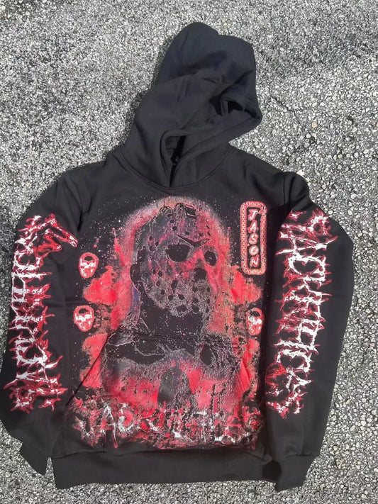 Dark Skulls Print Rebel Hoodie black1 / S