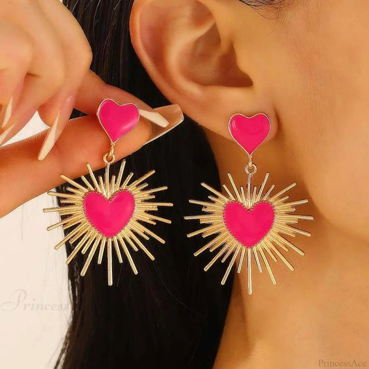 Dark Spiky Ebony Flow Oil Love Earring Pink