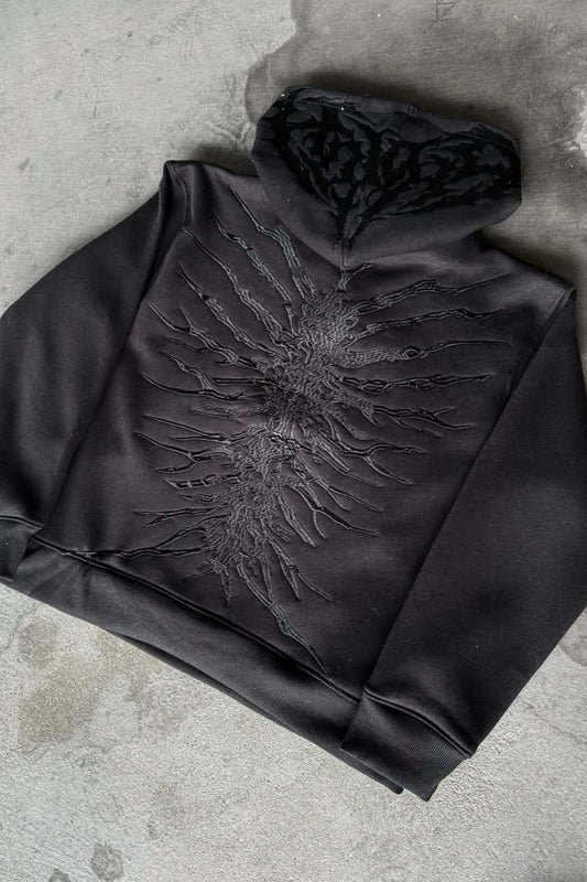 Vintage verwaschener Patchwork-Hoodie