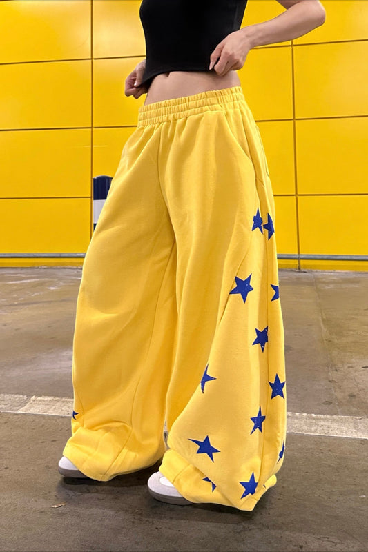 Vintage Colorblock Star Printed Sporty Pants