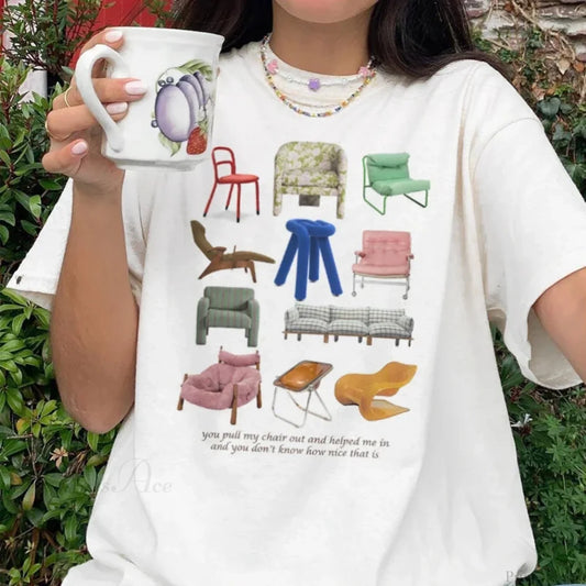Design Chairs Printed Vintage T-shirt WHITE / S t-shirt-250223