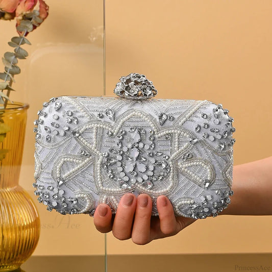 Designer Diamond Evening Crystal Clutch Rhinestone Wedding Party Bag 1065silver clutchbag-250126