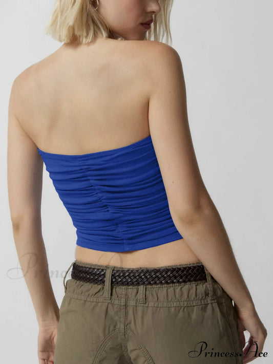 Drawstring Ruched Graceful Crop Tube Top Tank Tops & Camis