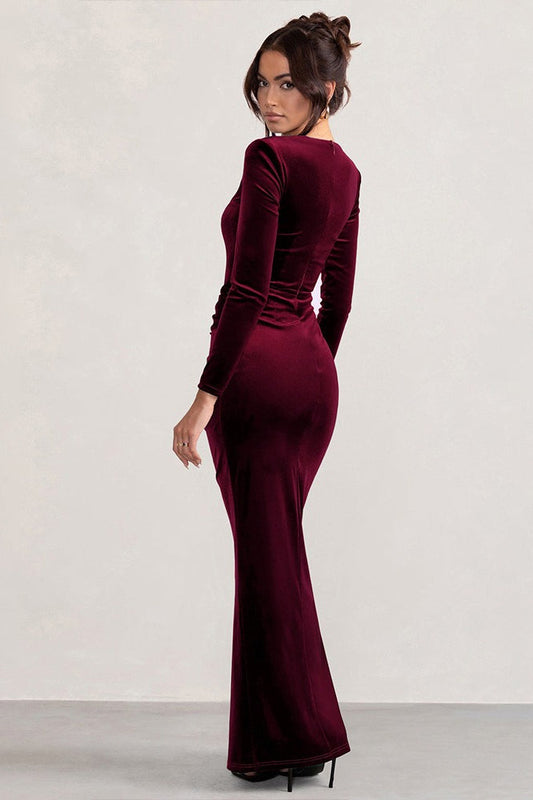 Velvet Square Neck Party Dress
