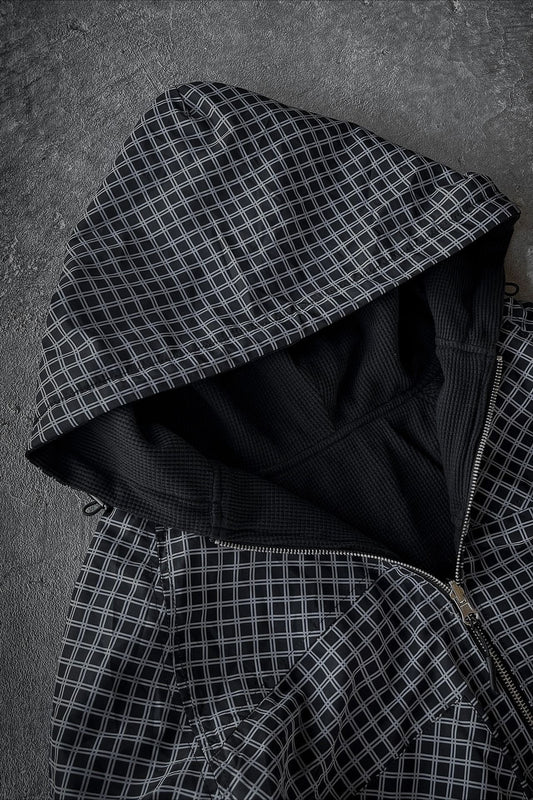 Reversible Plaid Zip Hoodie