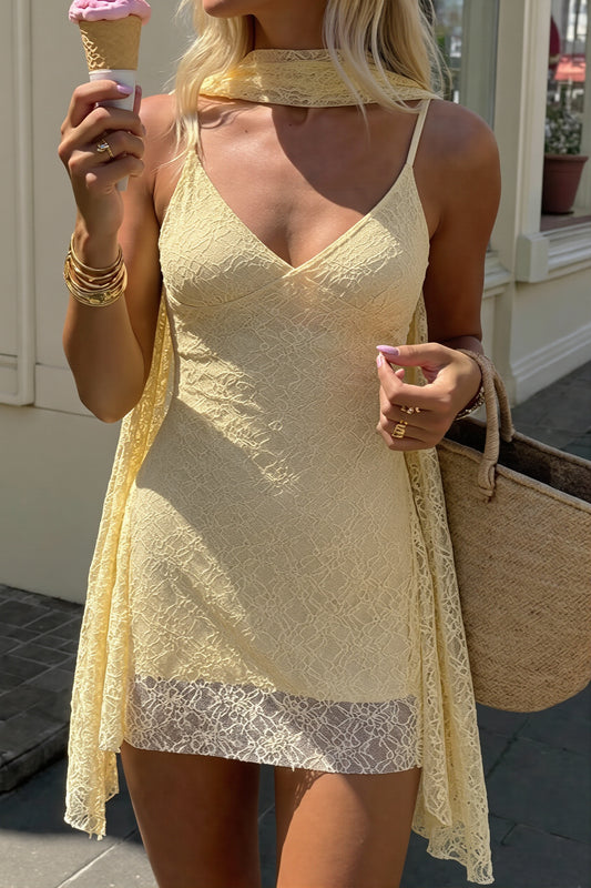 Lace Trim Spaghetti Strap Slip Mini Dress