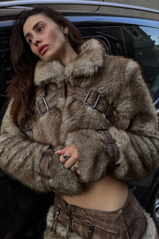 Vintage Cropped Patchwork Stand Collar Coat