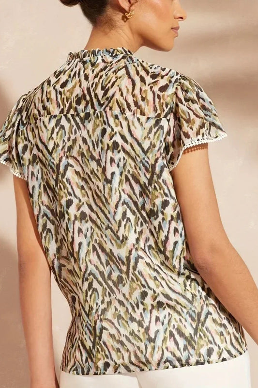 Elegant Lace Detail V-Neck Blouse