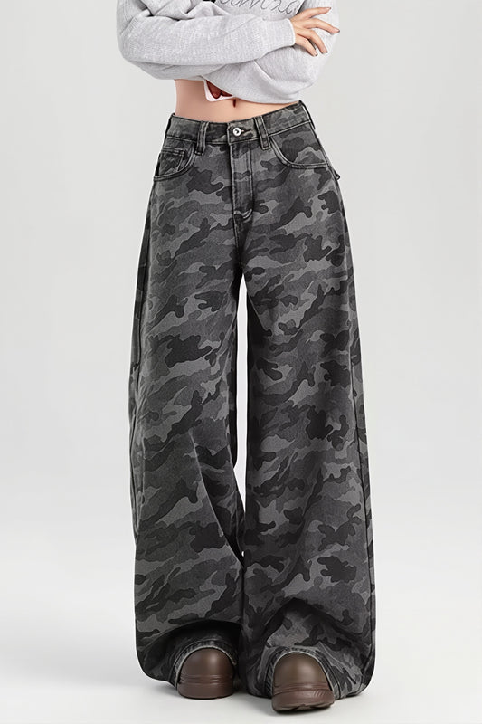 Camo Wide Leg Cargo Jeans